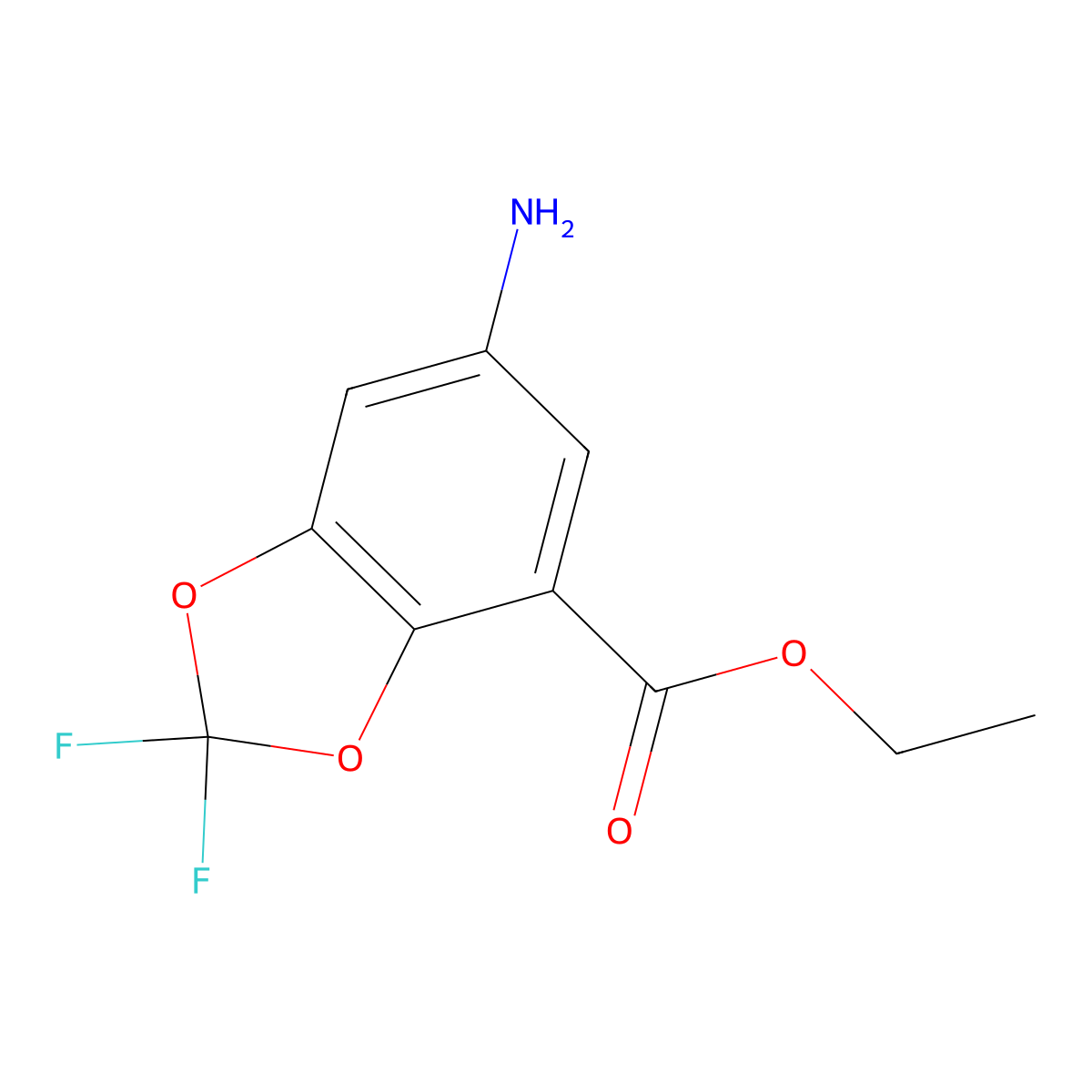 Ethyl 6-amino-2,2-difluoro-1,3-dioxaindane-4-carboxylate molecular structure, CAS 2114269-57-5