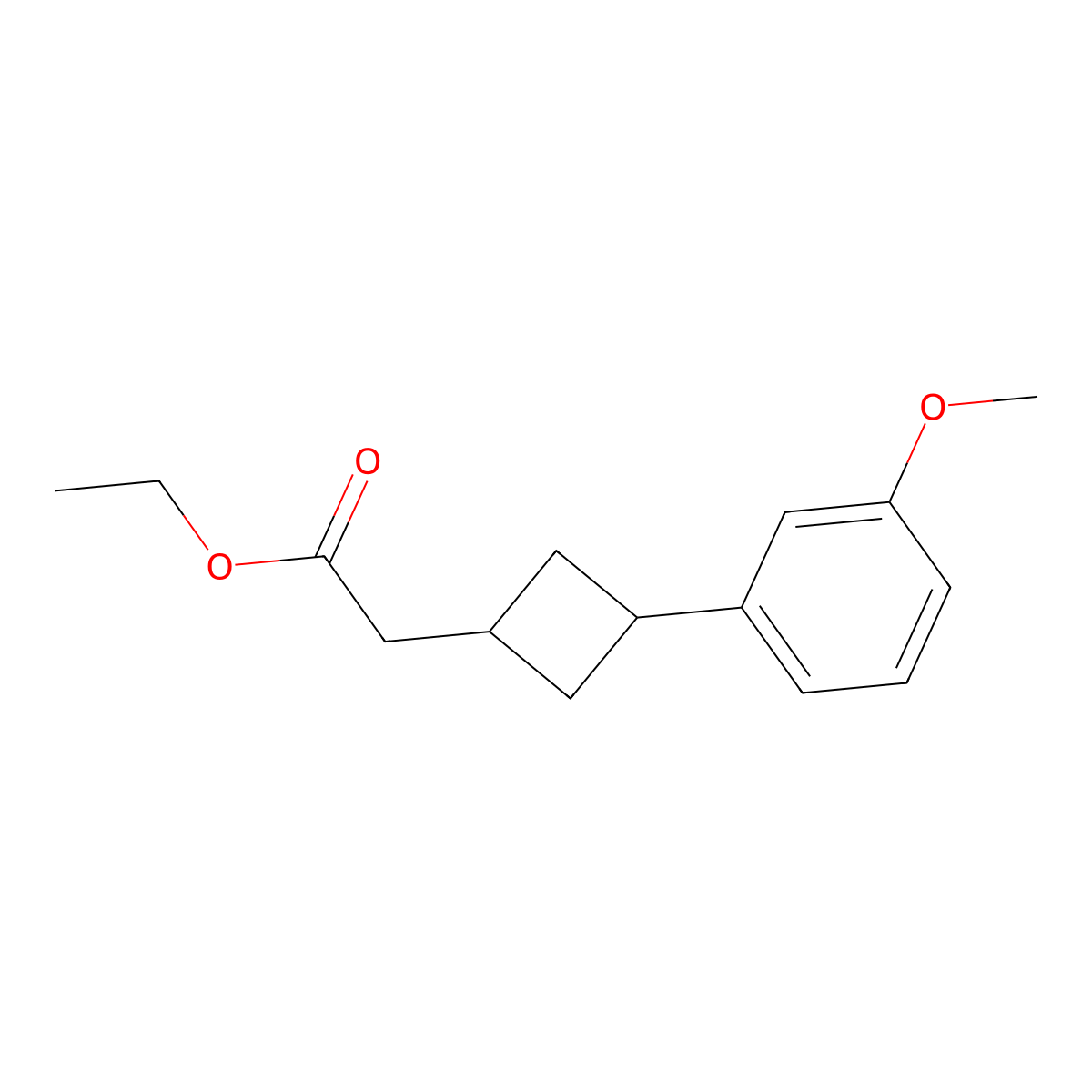 Ethyl 2-(3-(3-methoxyphenyl)cyclobutyl)acetate molecular structure, CAS 2114272-54-5