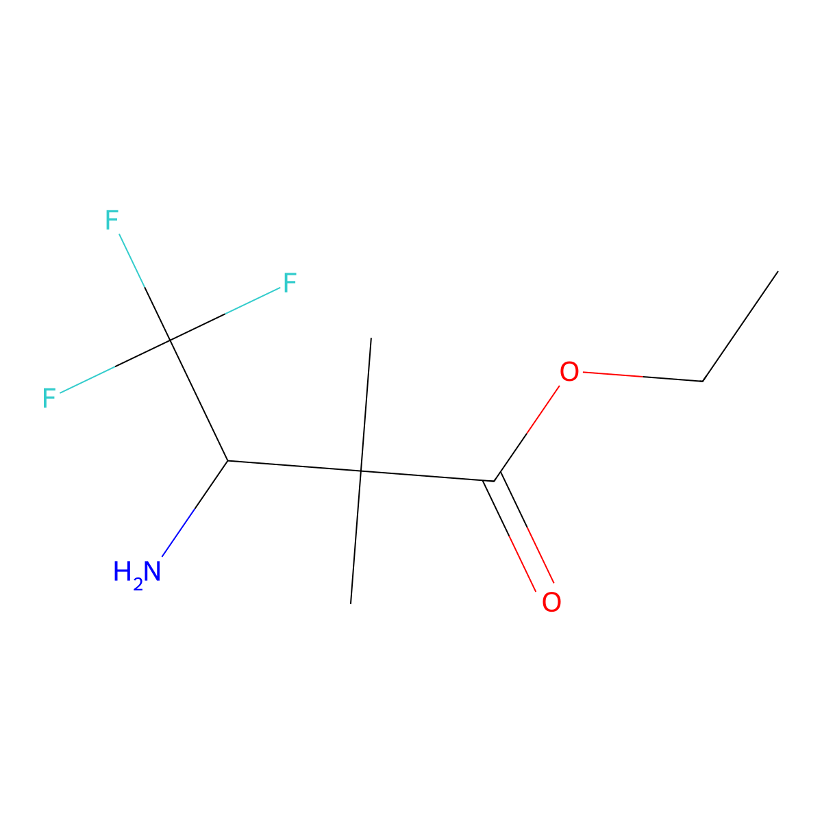 Ethyl 3-amino-4,4,4-trifluoro-2,2-dimethylbutanoate molecular structure, CAS 2114276-00-3