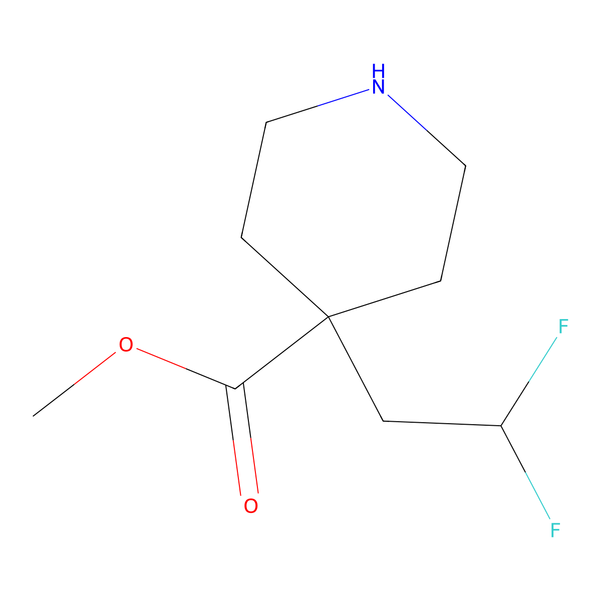 Methyl 4-(2,2-difluoroethyl)piperidine-4-carboxylate molecular structure, CAS 2114276-80-9