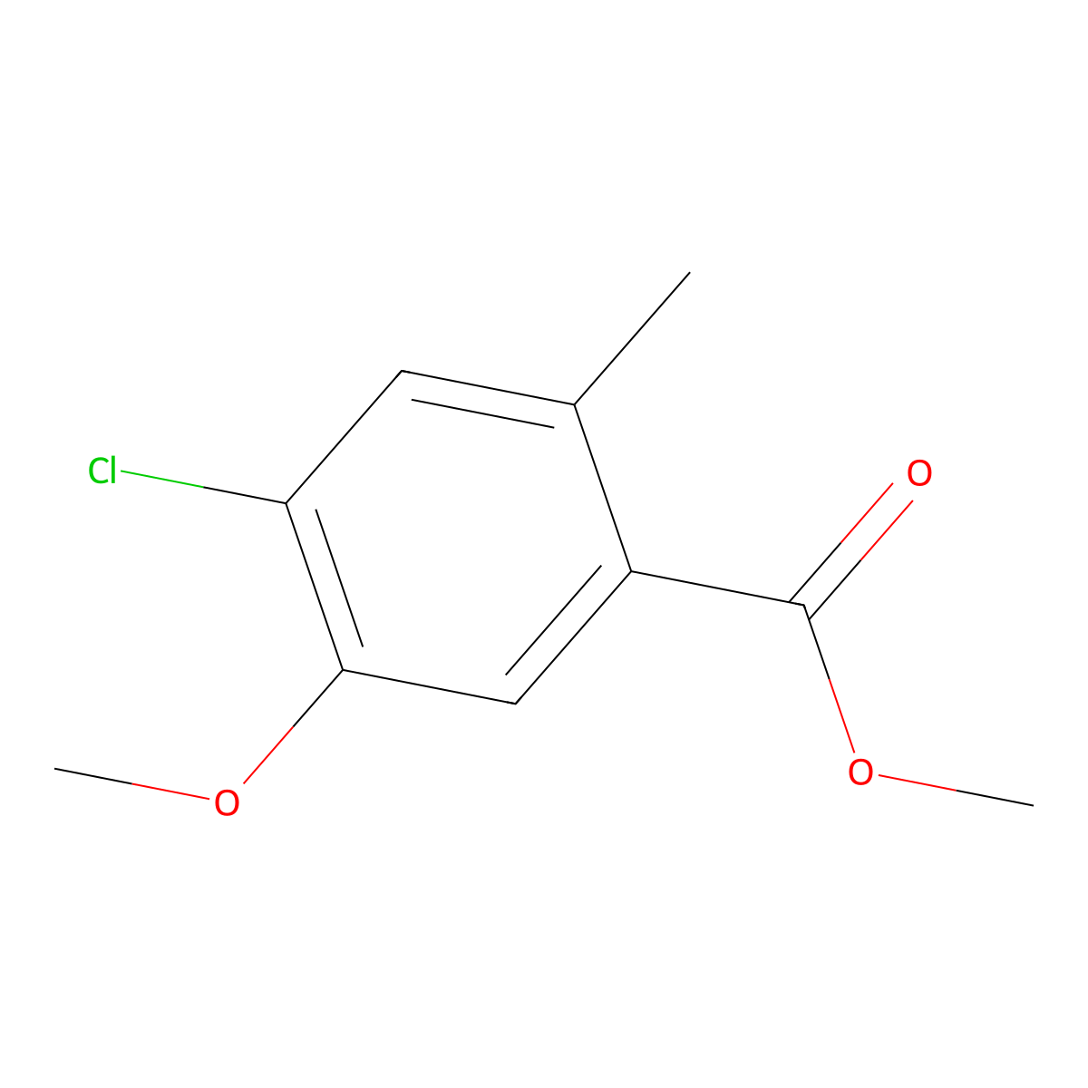 Methyl 4-chloro-5-methoxy-2-methylbenzoate molecular structure, CAS 2114296-44-3