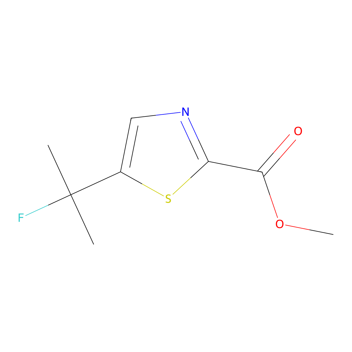 Methyl 5-(2-fluoropropan-2-yl)-1,3-thiazole-2-carboxylate molecular structure, CAS 2114310-95-9