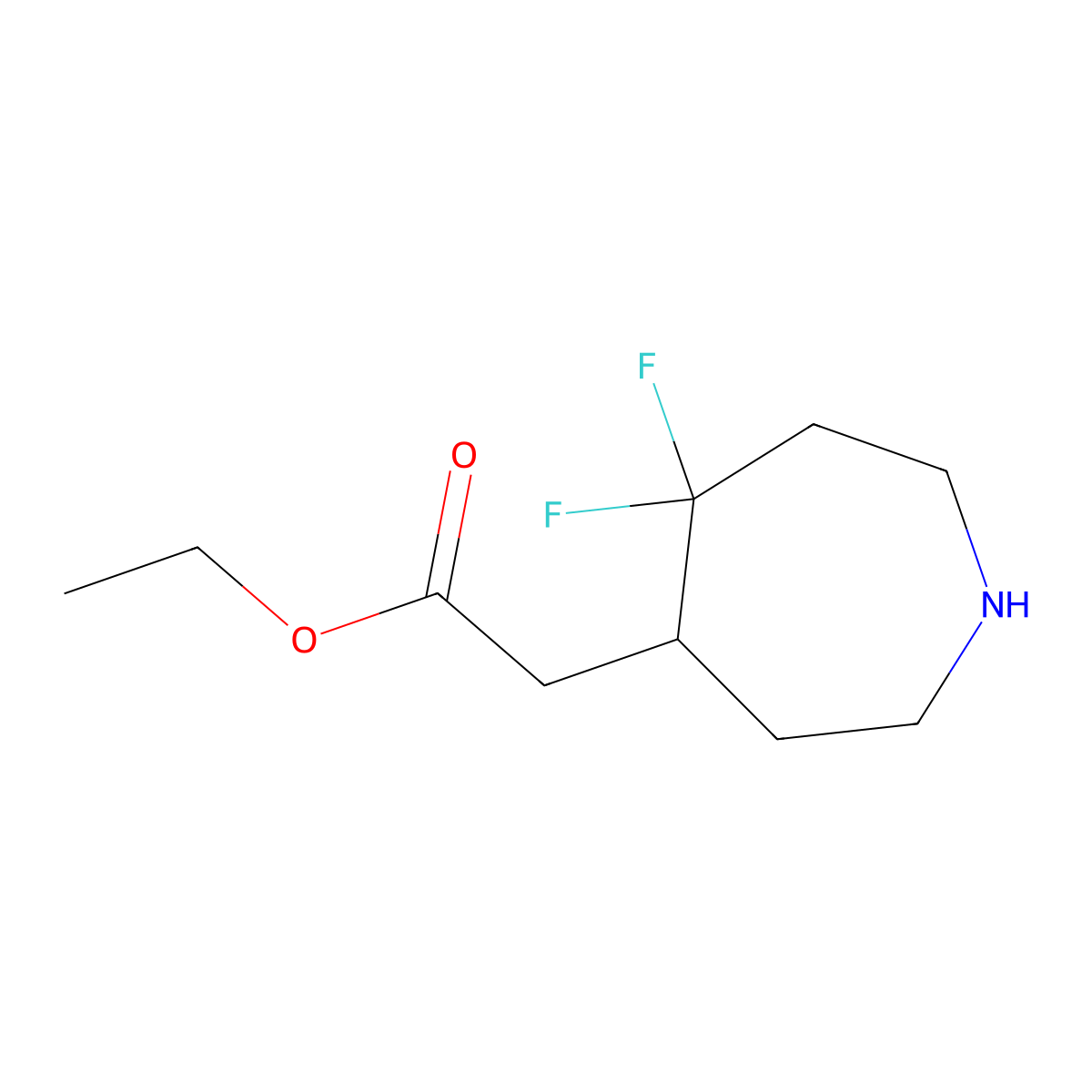 Ethyl 2-(5,5-difluoroazepan-4-yl)acetate molecular structure, CAS 2114311-29-2