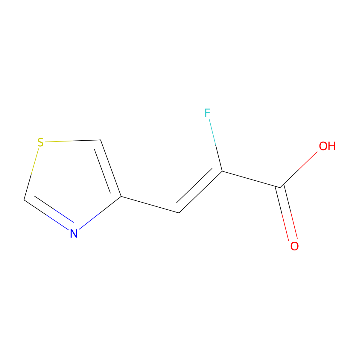 2-Fluoro-3-(1,3-thiazol-4-yl)prop-2-enoic acid molecular structure, CAS 2114313-56-1
