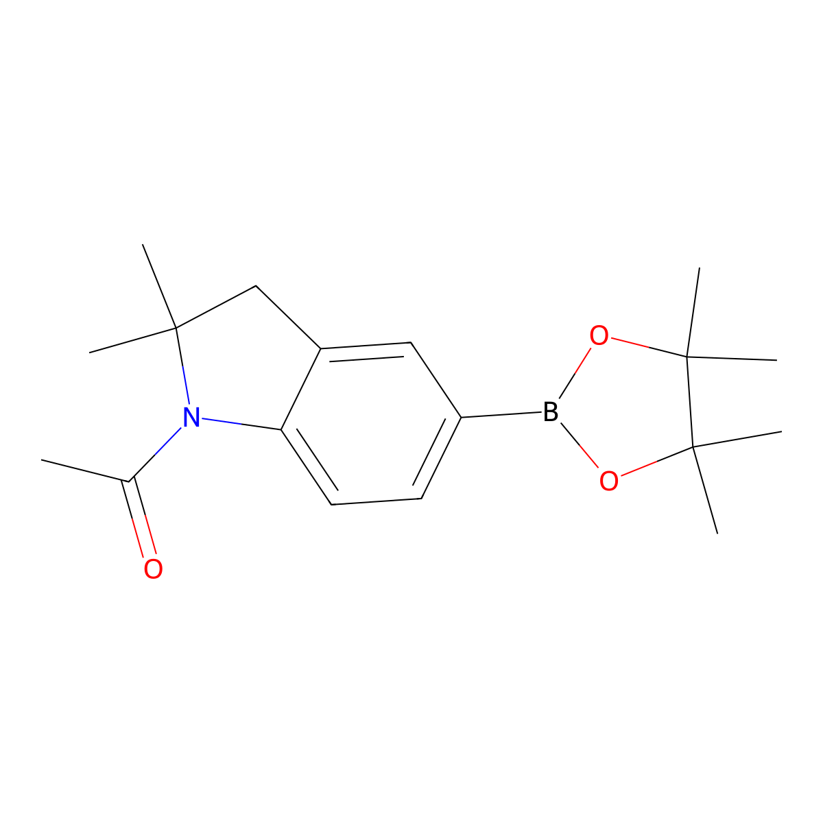 1-[2,2-dimethyl-5-(tetramethyl-1,3,2-dioxaborolan-2-yl)-2,3-dihydro-1H-indol-1-yl]ethan-1-one molecular structure, CAS 2114341-25-0