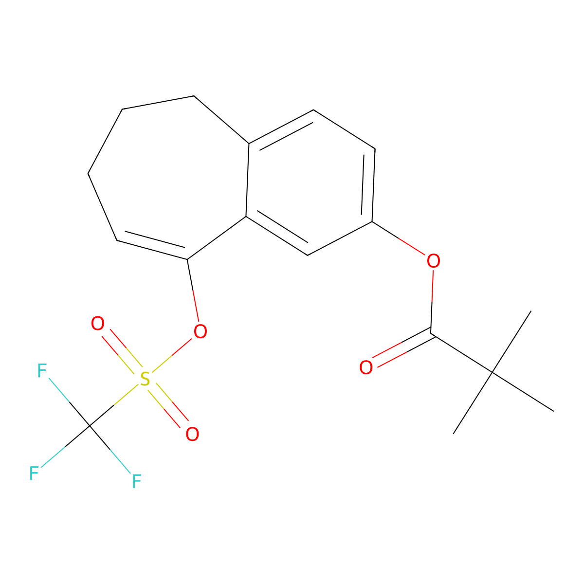 9-(((Trifluoromethyl)sulfonyl)oxy)-6,7-dihydro-5H-benzo[7]annulen-2-yl pivalate molecular structure, CAS 2114341-29-4