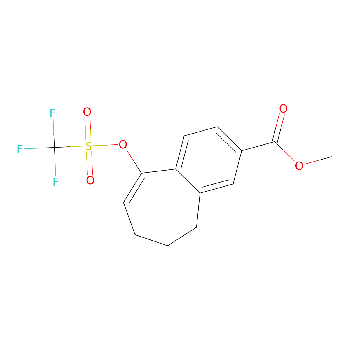 Methyl 9-(((trifluoromethyl)sulfonyl)oxy)-6,7-dihydro-5H-benzo[7]annulene-3-carboxylate molecular structure, CAS 2114341-38-5