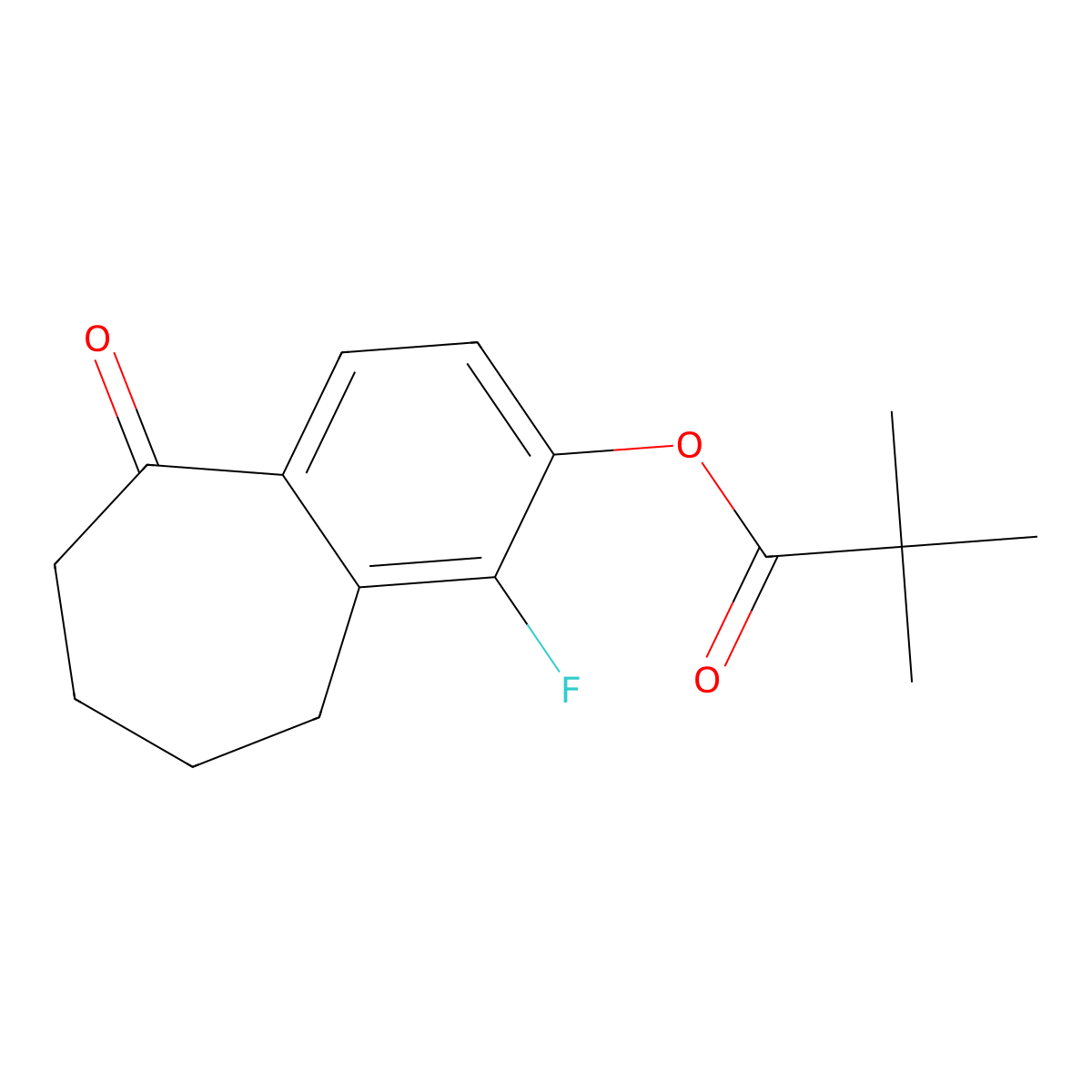 1-Fluoro-5-oxo-6,7,8,9-tetrahydro-5H-benzo[7]annulen-2-yl pivalate molecular structure, CAS 2114341-48-7