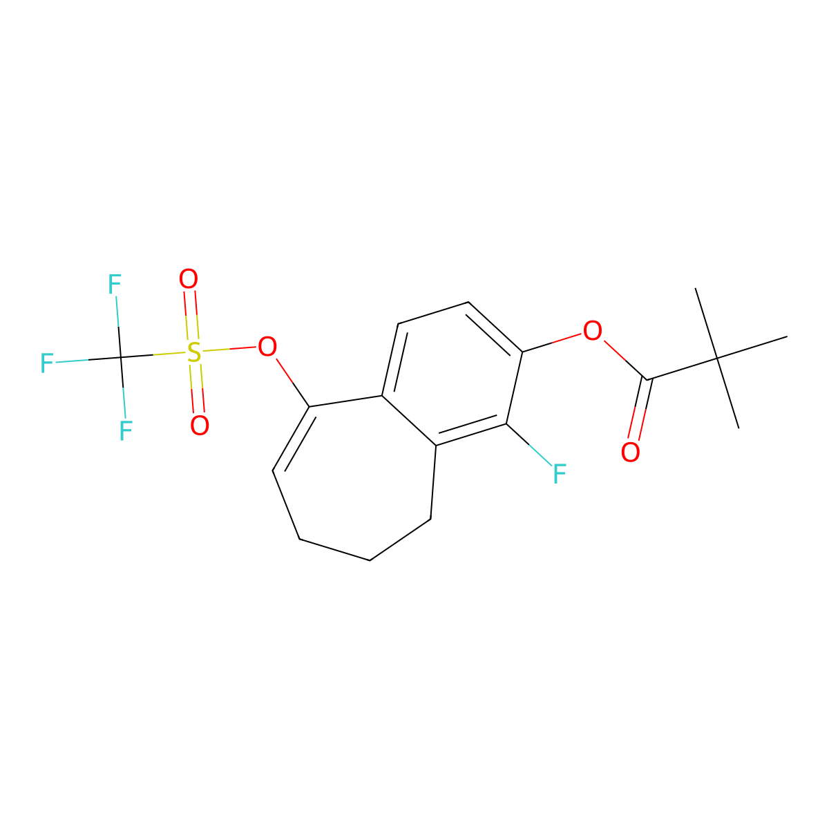 4-Fluoro-9-(((trifluoromethyl)sulfonyl)oxy)-6,7-dihydro-5H-benzo[7]annulen-3-yl pivalate molecular structure, CAS 2114341-49-8