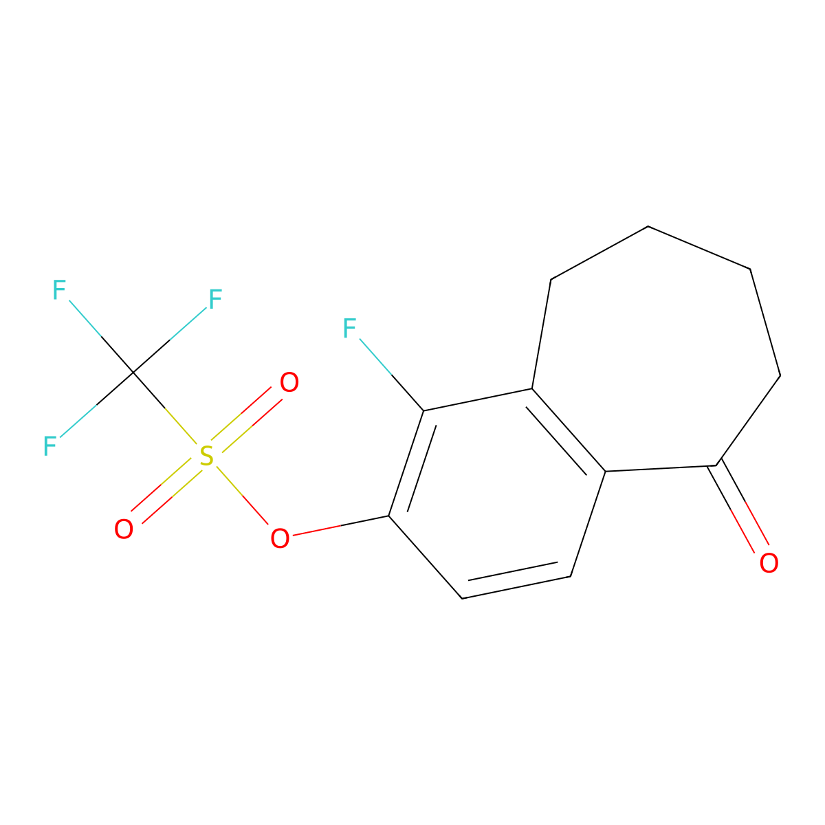 1-Fluoro-5-oxo-6,7,8,9-tetrahydro-5H-benzo[7]annulen-2-yl trifluoromethanesulfonate molecular structure, CAS 2114341-53-4