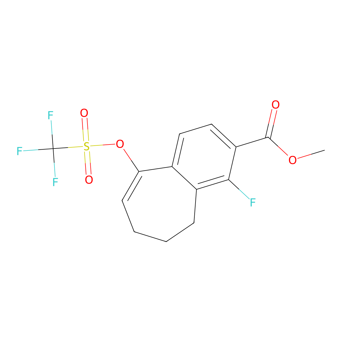 Methyl 4-fluoro-9-(((trifluoromethyl)sulfonyl)oxy)-6,7-dihydro-5H-benzo[7]annulene-3-carboxylate molecular structure, CAS 2114341-55-6