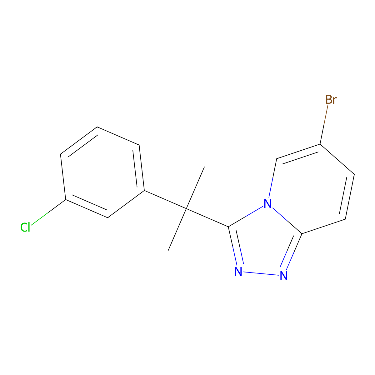 6-Bromo-3-(2-(3-chlorophenyl)propan-2-yl)-[1,2,4]triazolo[4,3-a]pyridine molecular structure, CAS 2114391-67-0