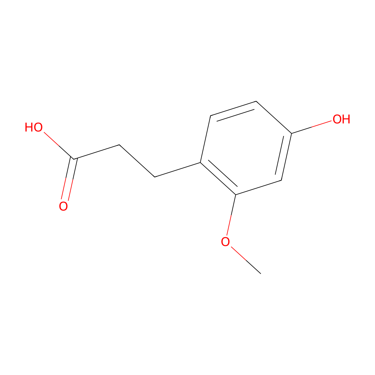 4-Hydroxy-2-methoxybenzenepropanoic acid molecular structure, CAS 21144-18-3