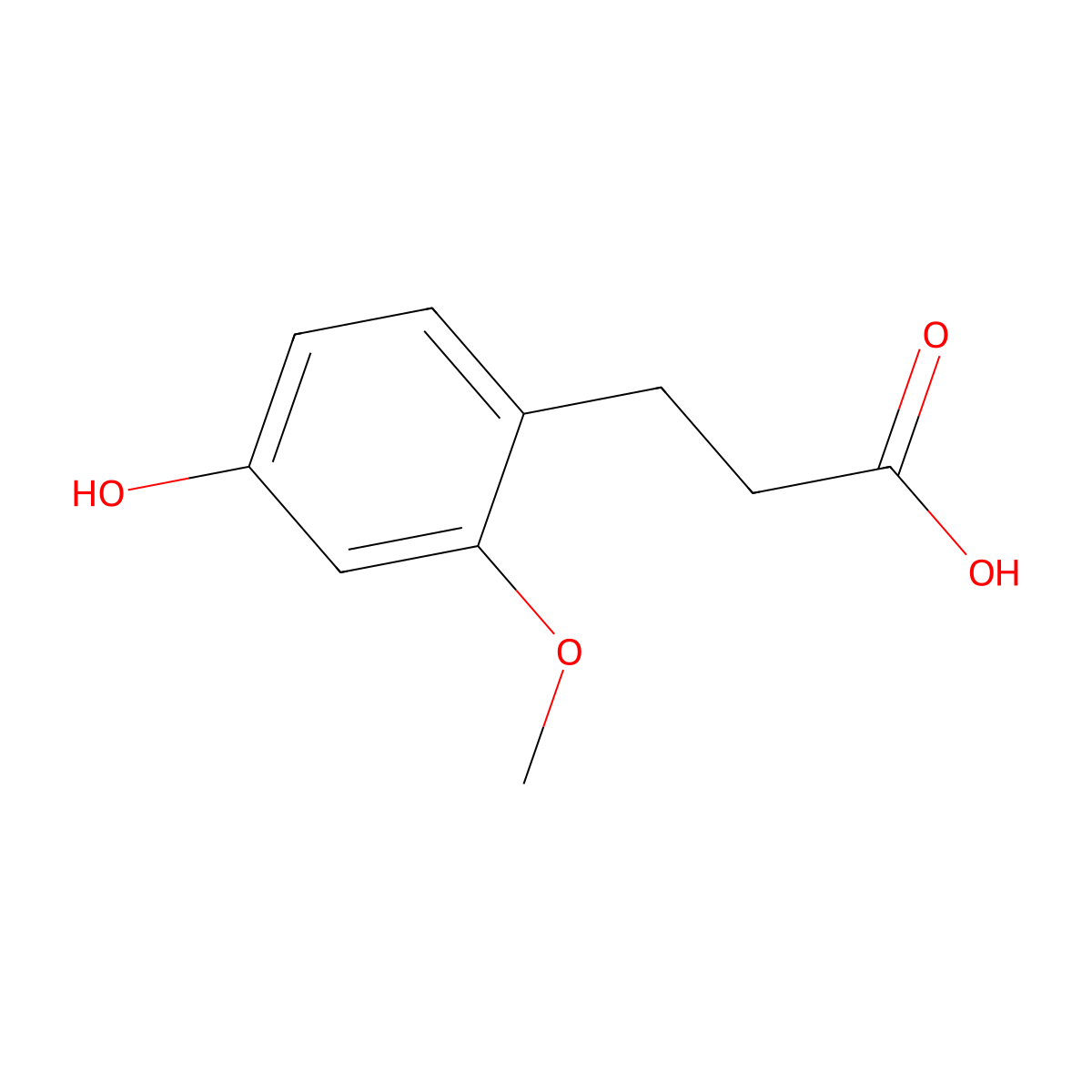 4-Hydroxy-2-methoxybenzenepropanoic acid molecular structure, CAS 21144-18-3