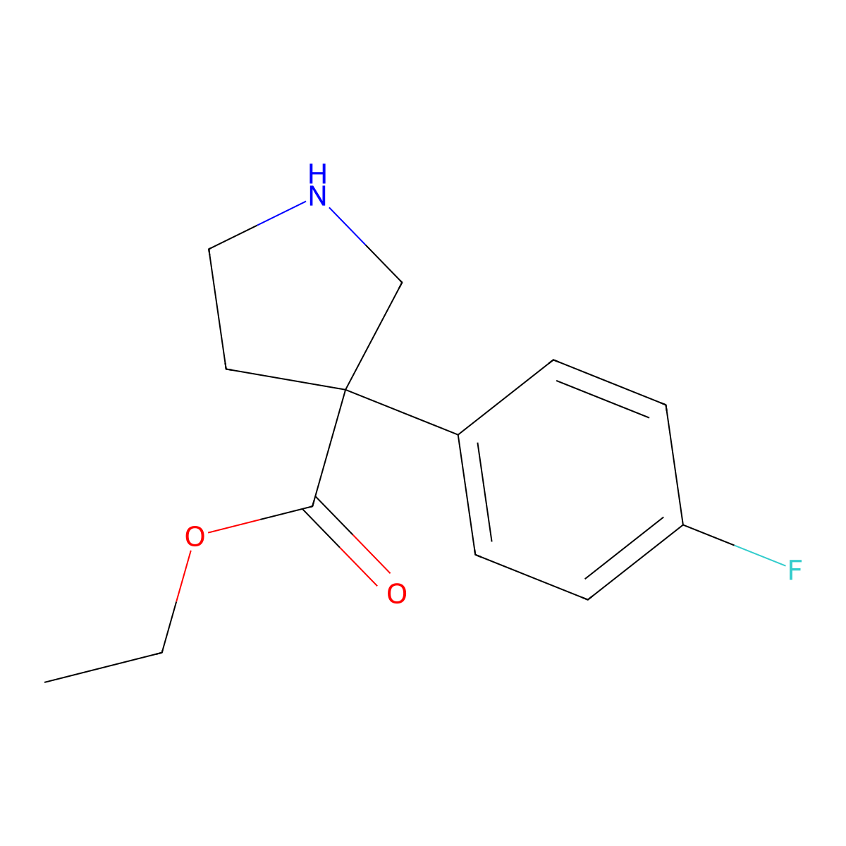 Ethyl 3-(4-fluorophenyl)pyrrolidine-3-carboxylate molecular structure, CAS 2114486-69-8