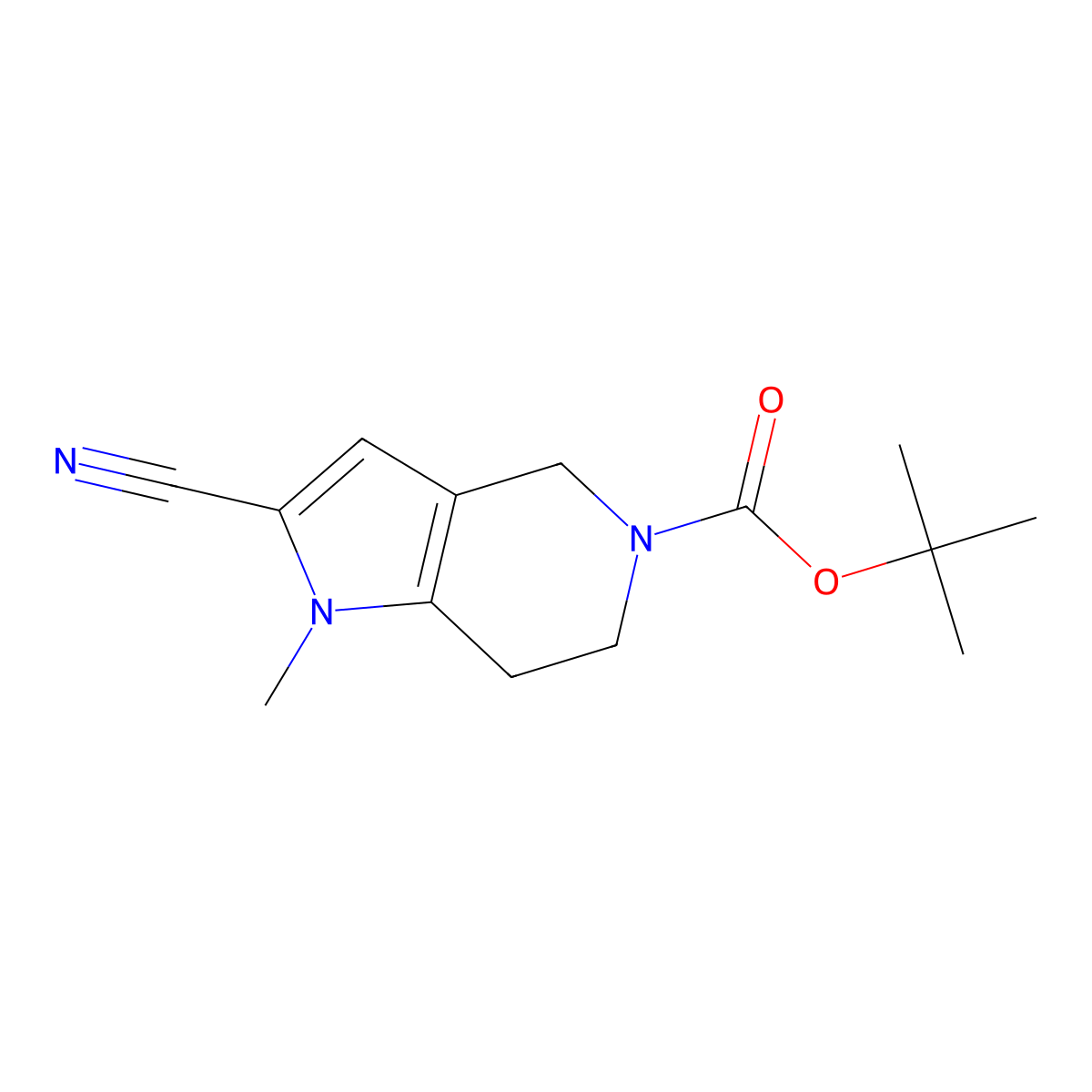 tert-Butyl 2-cyano-1-methyl-1,4,6,7-tetrahydro-5H-pyrrolo[3,2-c]pyridine-5-carboxylate molecular structure, CAS 2114535-37-2