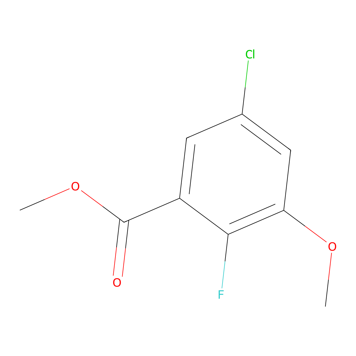 Methyl 5-chloro-2-fluoro-3-methoxybenzoate molecular structure, CAS 2114551-00-5