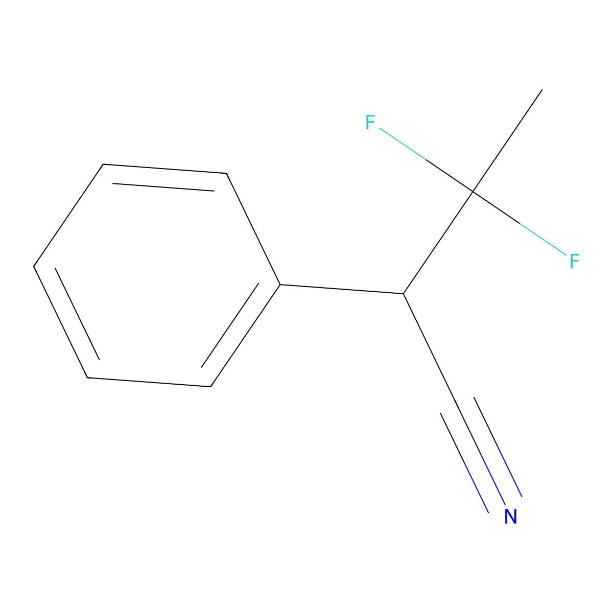 3,3-Difluoro-2-phenylbutanenitrile molecular structure, CAS 2114570-83-9