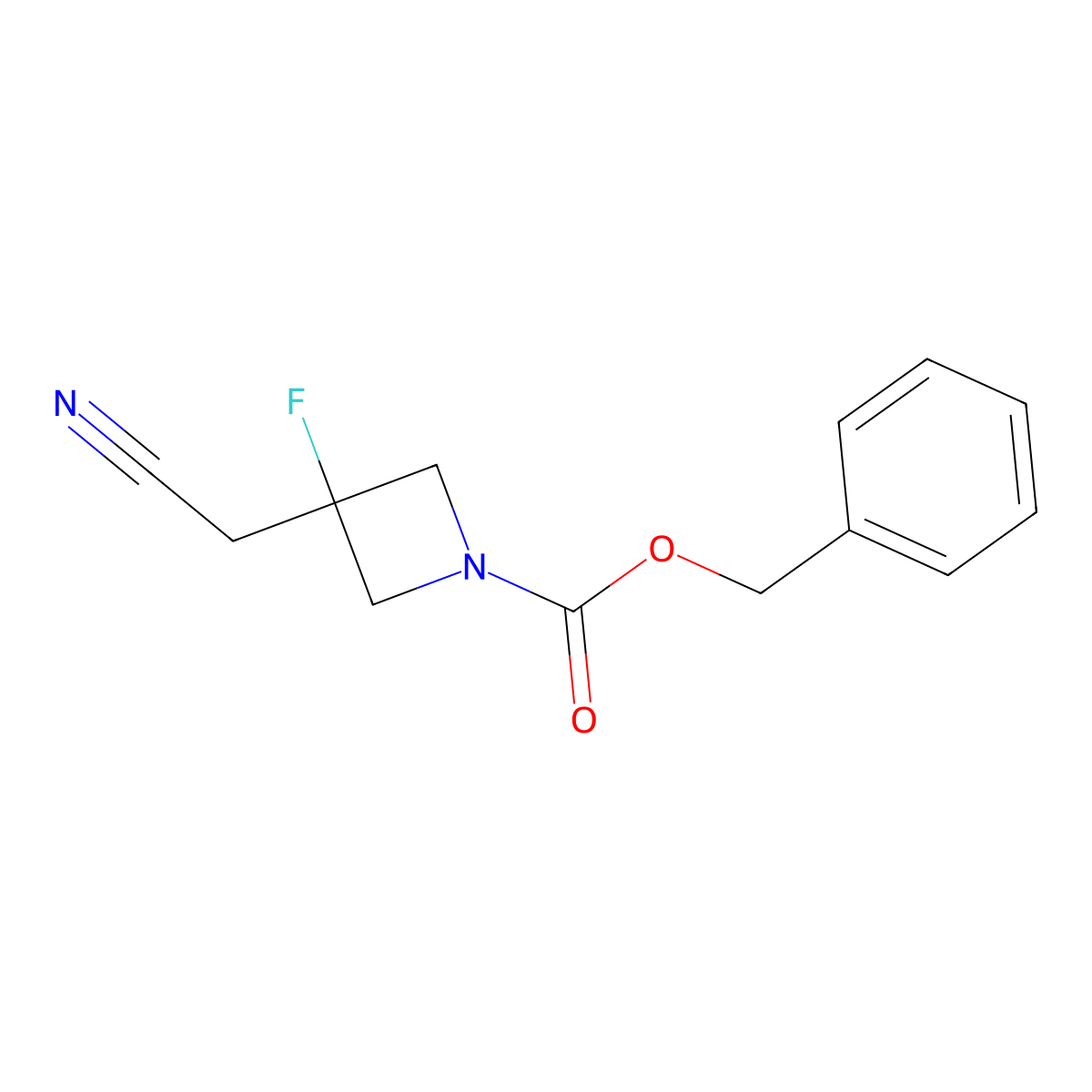 Benzyl 3-(cyanomethyl)-3-fluoroazetidine-1-carboxylate molecular structure, CAS 2114589-76-1
