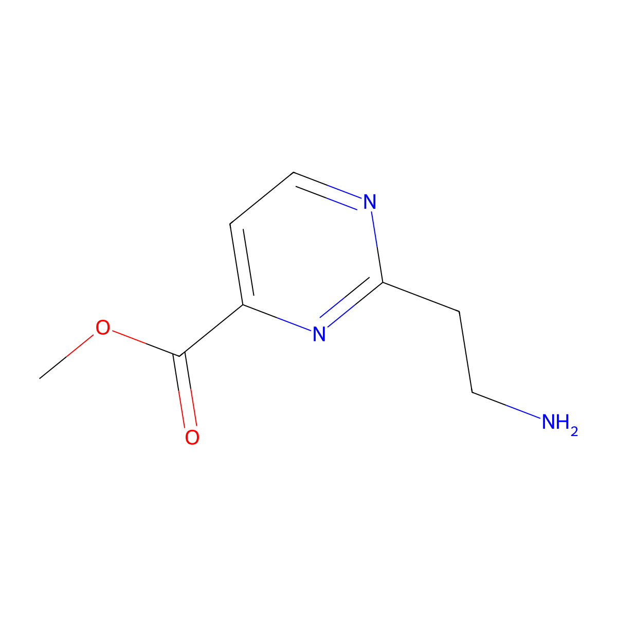 Methyl 2-(2-aminoethyl)pyrimidine-4-carboxylate molecular structure, CAS 2114616-91-8