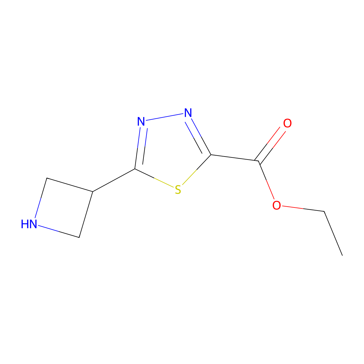 Ethyl 5-(azetidin-3-yl)-1,3,4-thiadiazole-2-carboxylate molecular structure, CAS 2114652-04-7