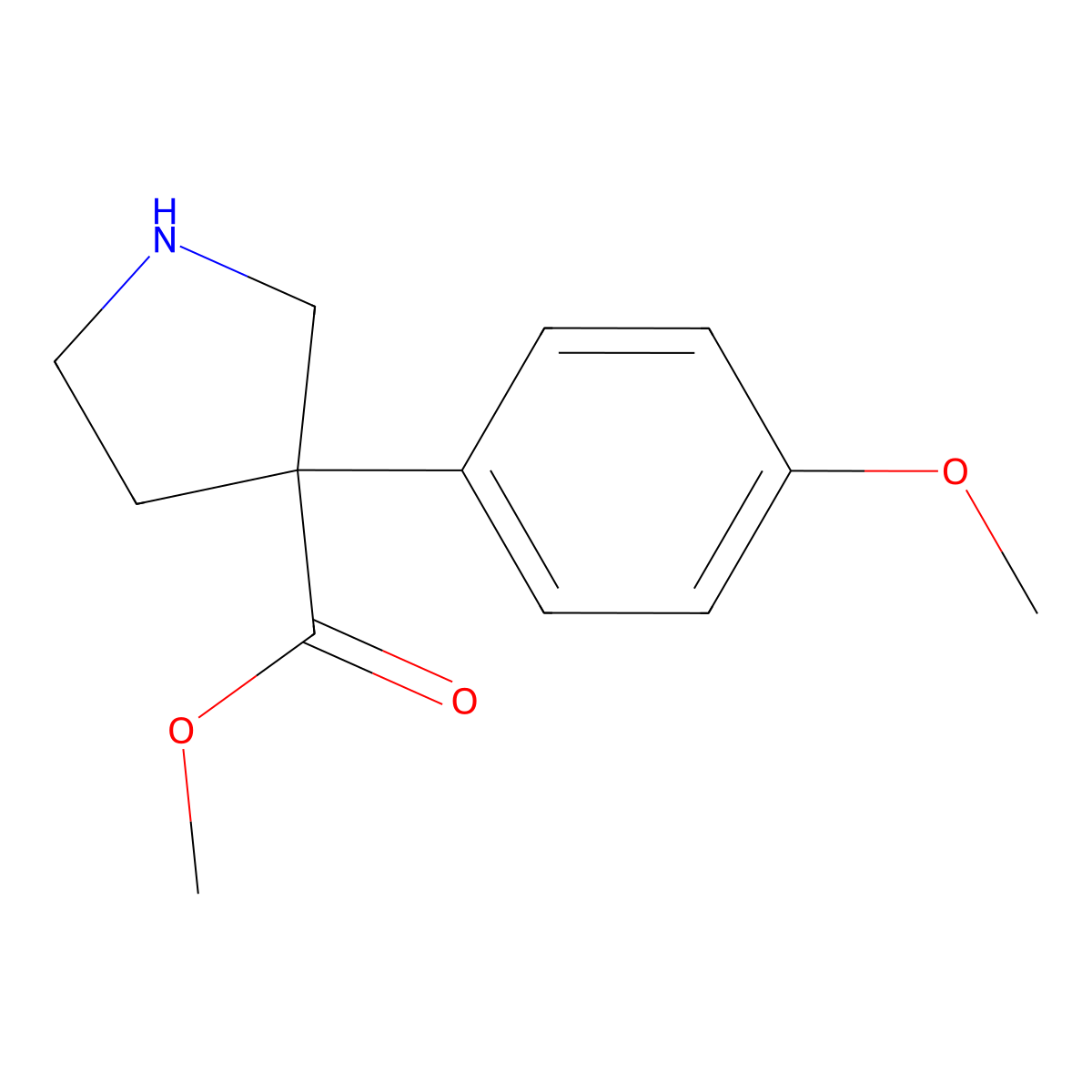 Methyl 3-(4-methoxyphenyl)pyrrolidine-3-carboxylate molecular structure, CAS 2114695-73-5