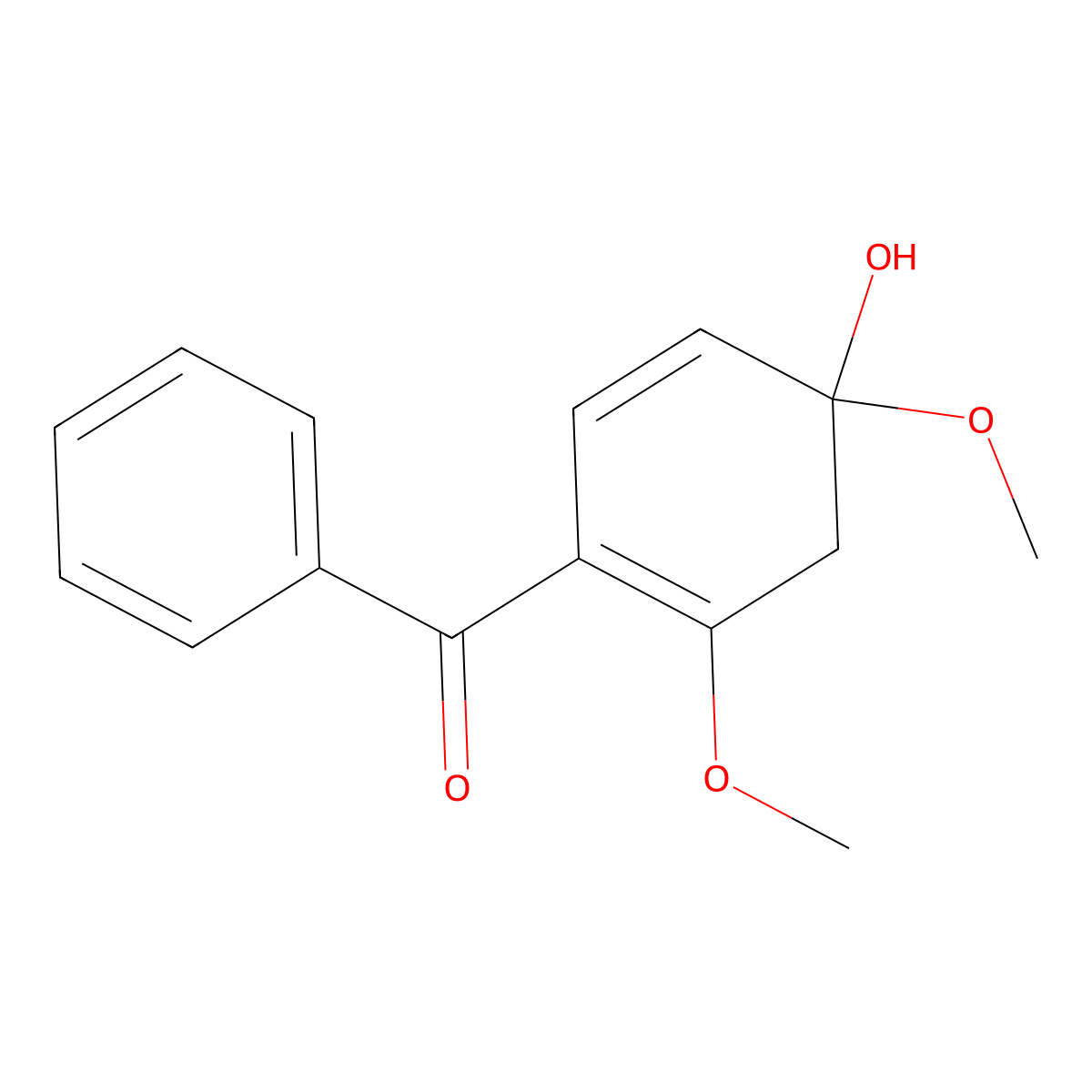 (4-Hydroxy-2,4-dimethoxycyclohexa-1,5-dien-1-yl)(phenyl)methanone molecular structure, CAS 21147-23-9