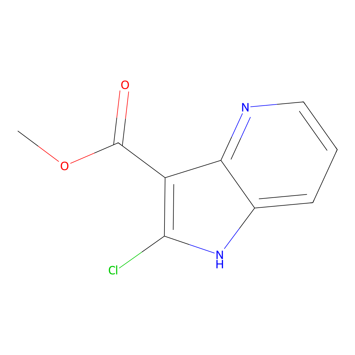 Methyl 2-chloro-1H-pyrrolo[3,2-b]pyridine-3-carboxylate molecular structure, CAS 2114758-88-0