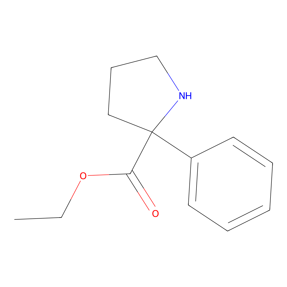 Ethyl 2-phenylpyrrolidine-2-carboxylate molecular structure, CAS 2114771-24-1