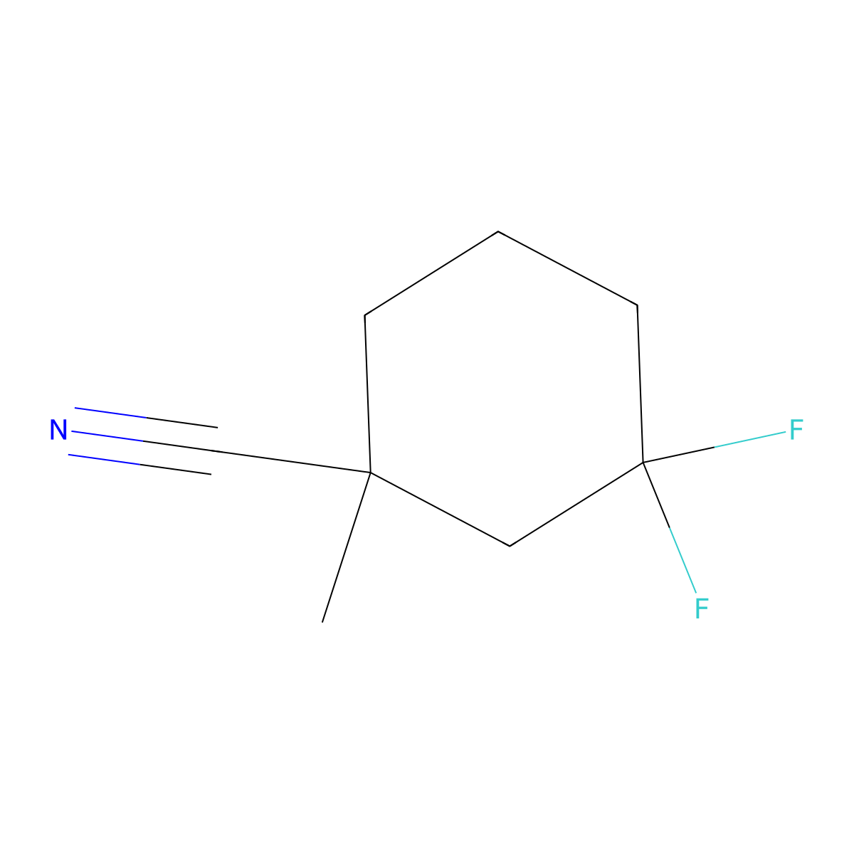 3,3-Difluoro-1-methylcyclohexane-1-carbonitrile molecular structure, CAS 2114773-69-0