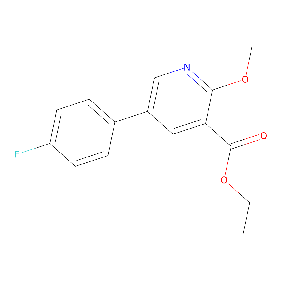 Ethyl 5-(4-fluorophenyl)-2-methoxy-3-pyridinecarboxylate molecular structure, CAS 2114776-09-7