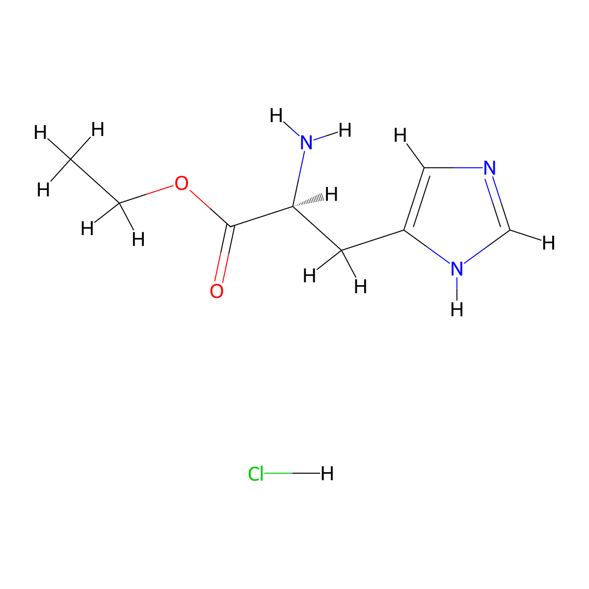 (S)-Ethyl 2-amino-3-(1H-imidazol-4-yl)propanoate hydrochloride molecular structure, CAS 211491-78-0