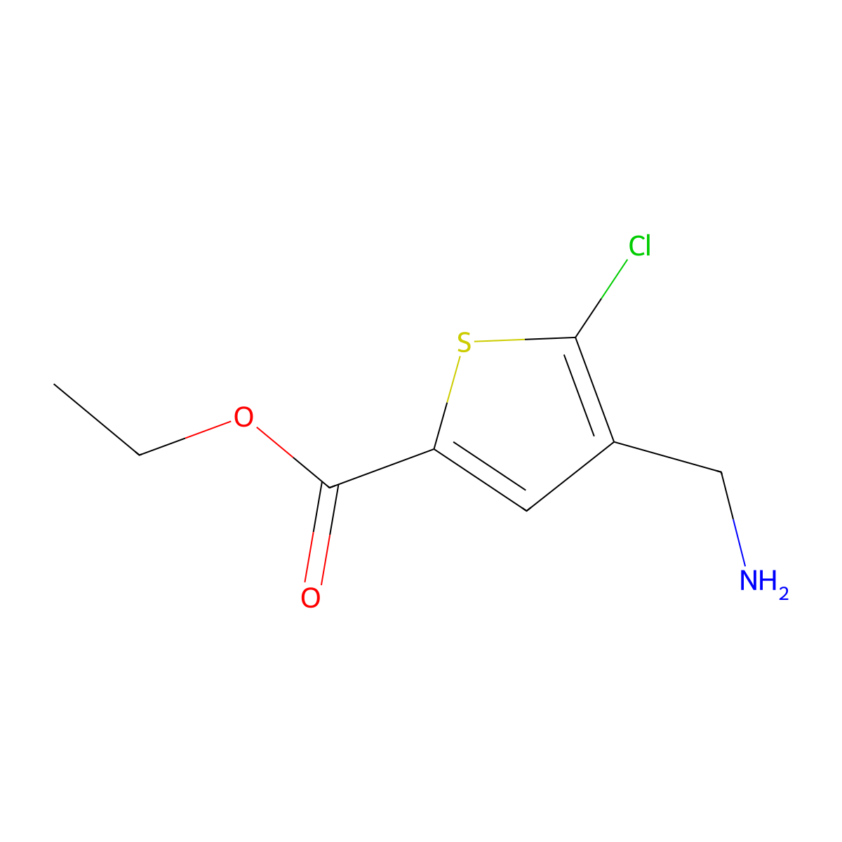 Ethyl 4-(aminomethyl)-5-chlorothiophene-2-carboxylate molecular structure, CAS 2114928-10-6