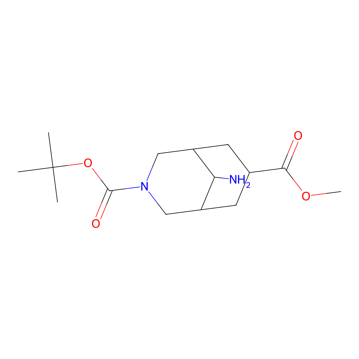 3-Tert-butyl 7-methyl 9-amino-3-azabicyclo(3.3.1)nonane-3,7-dicarboxylate molecular structure, CAS 2114978-68-4