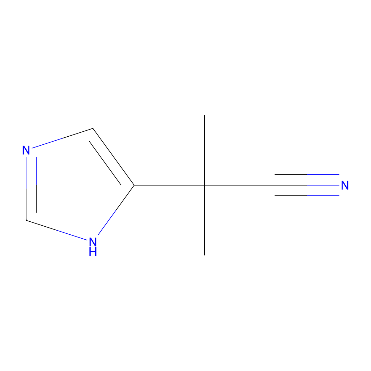2-(1H-imidazol-4-yl)-2-methylpropanenitrile molecular structure, CAS 21150-00-5
