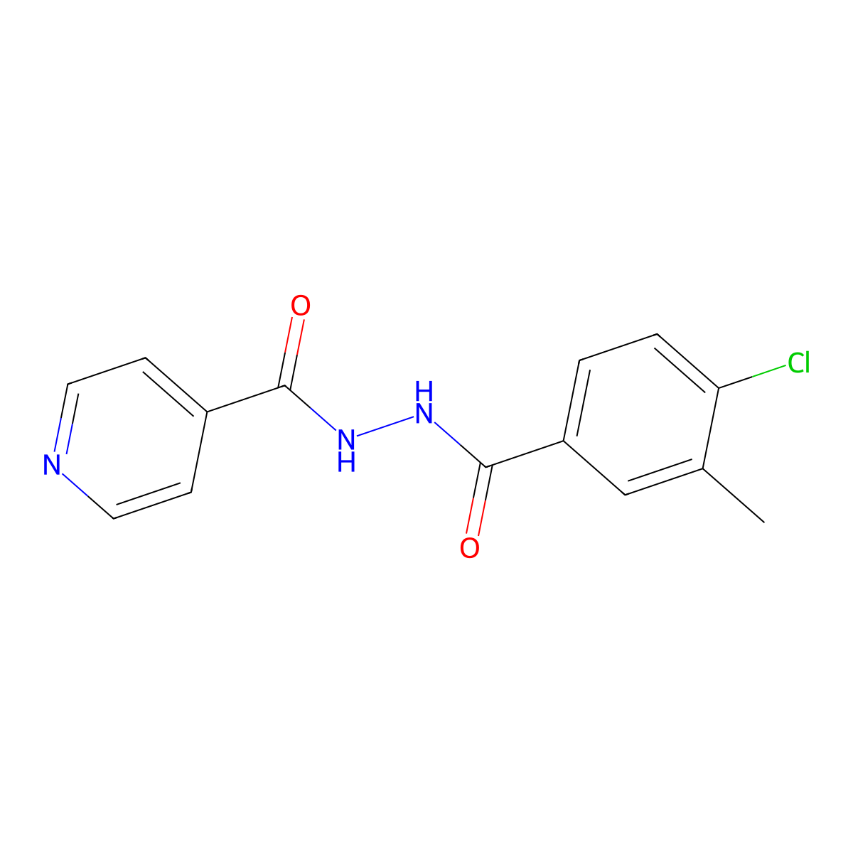 N(1)-Isonicotinoyl-N(2)-3-methyl-4-chlorobenzoylhydrazine molecular structure, CAS 21150-05-0