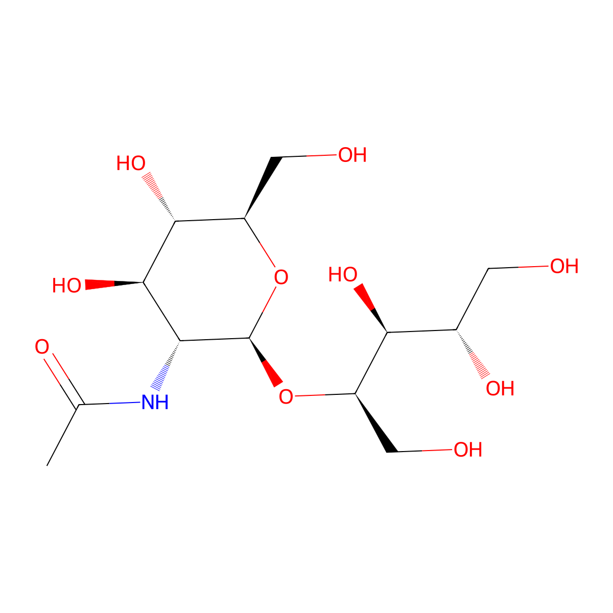 4-O-(2-(Acetylamino)-2-deoxy-beta-D-glucopyranosyl)-D-ribitol molecular structure, CAS 21150-24-3