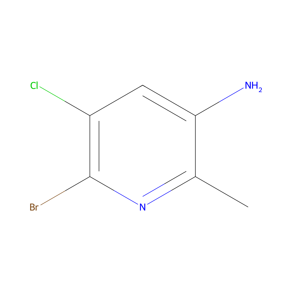 6-Bromo-5-chloro-2-methylpyridin-3-amine molecular structure, CAS 2115000-36-5