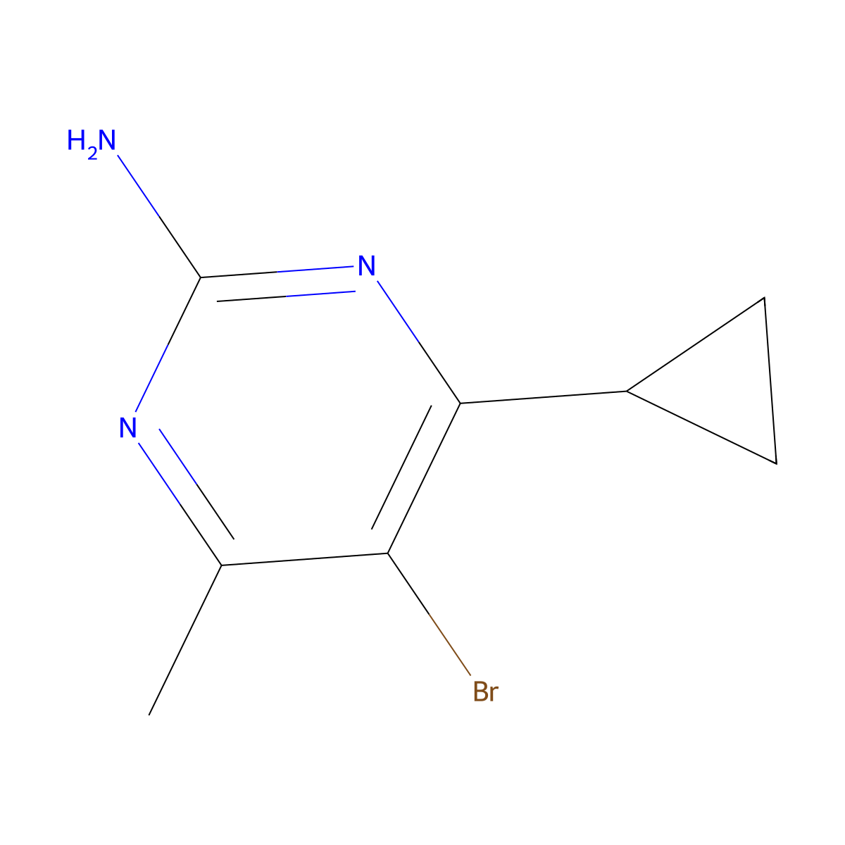 5-Bromo-4-cyclopropyl-6-methylpyrimidin-2-amine molecular structure, CAS 2115016-68-5