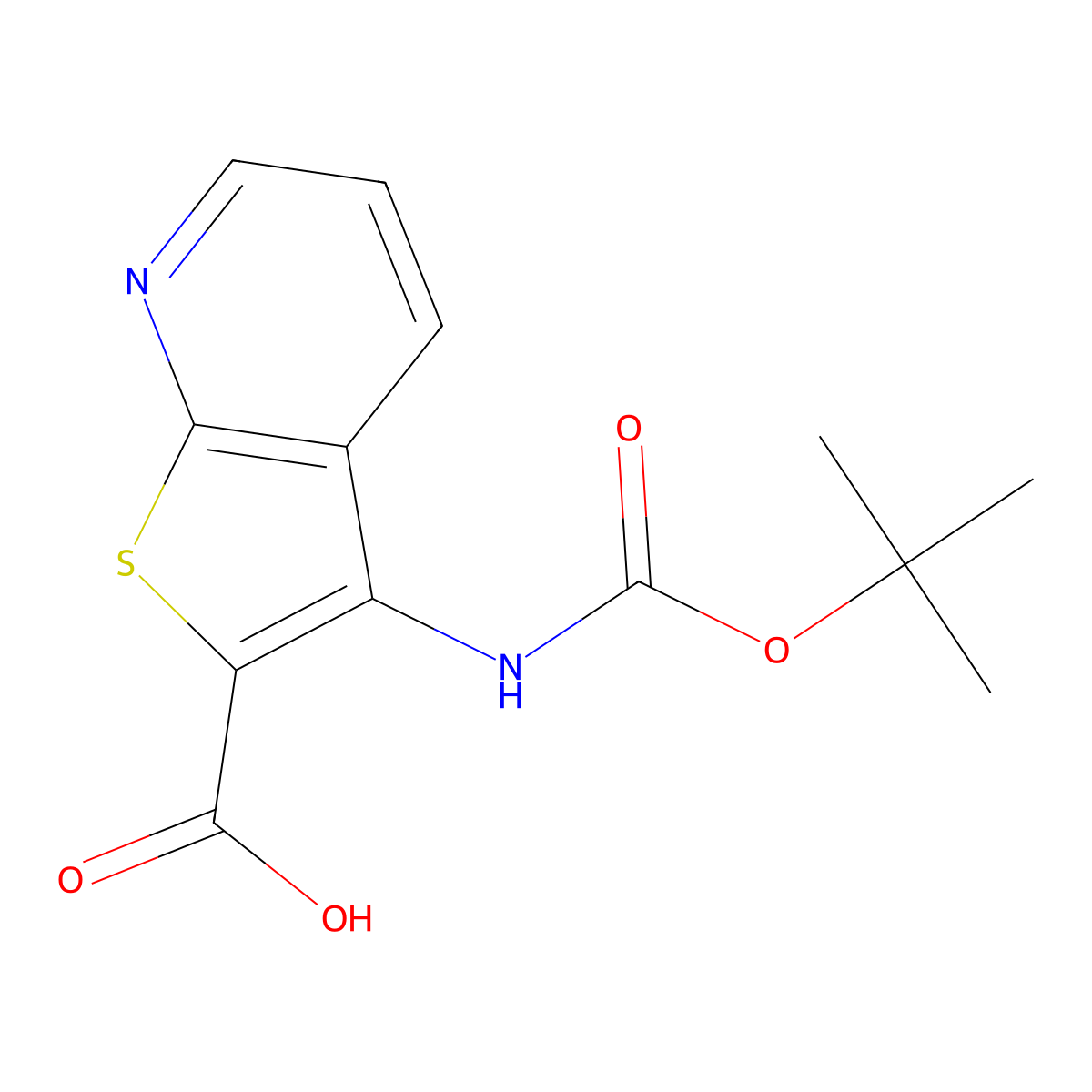 3-{[(Tert-butoxy)carbonyl]amino}thieno[2,3-b]pyridine-2-carboxylic acid molecular structure, CAS 2115066-46-9