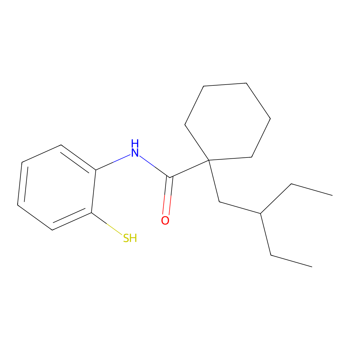Cyclohexanecarboxamide, 1-(2-ethylbutyl)-N-(2-mercaptophenyl)- molecular structure, CAS 211513-21-2