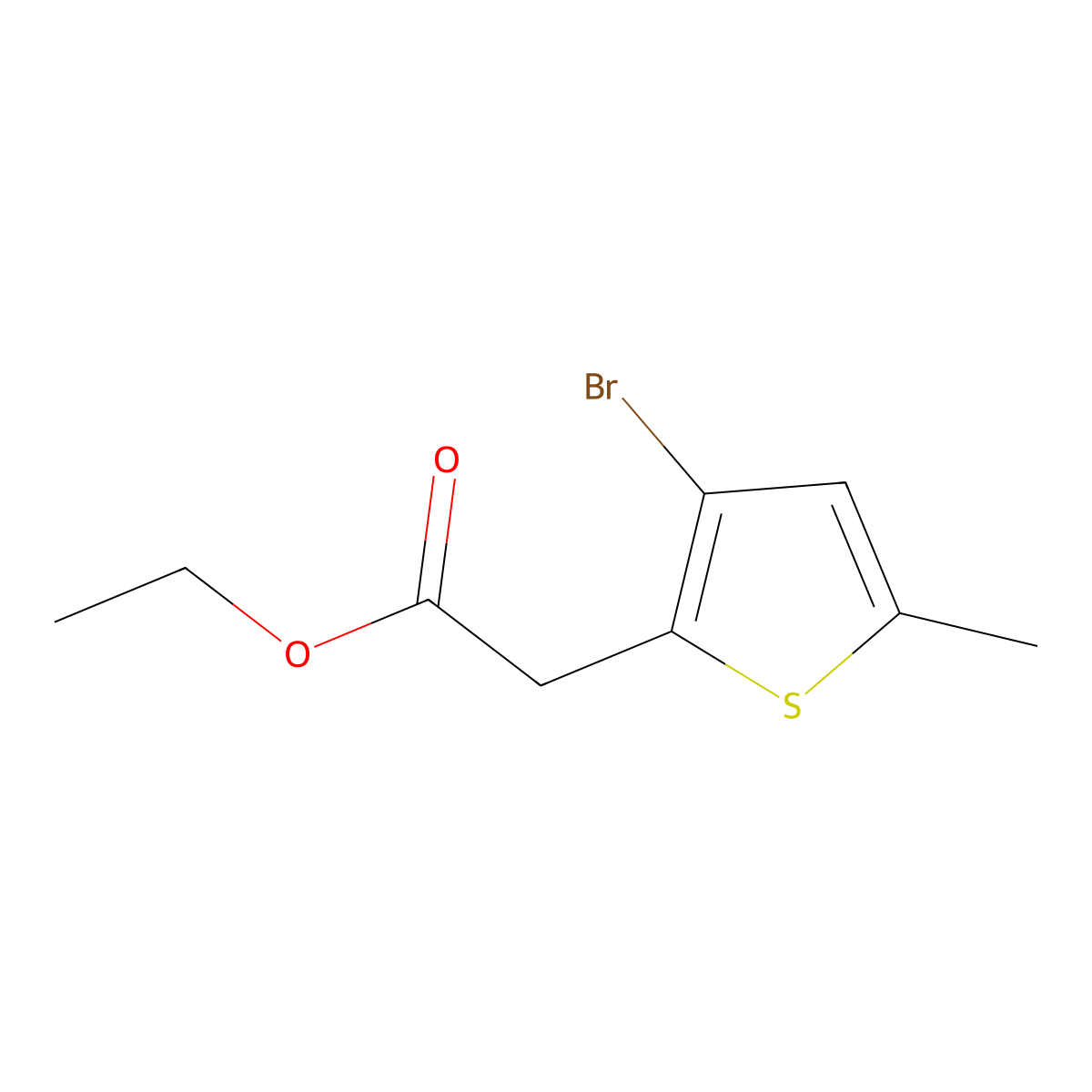 Ethyl 2-(3-bromo-5-methylthiophen-2-yl)acetate molecular structure, CAS 2115130-31-7