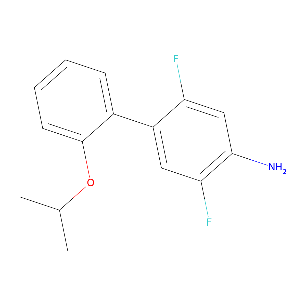 2,5-Difluoro-2'-isopropoxy-[1,1'-biphenyl]-4-amine molecular structure, CAS 2115202-03-2