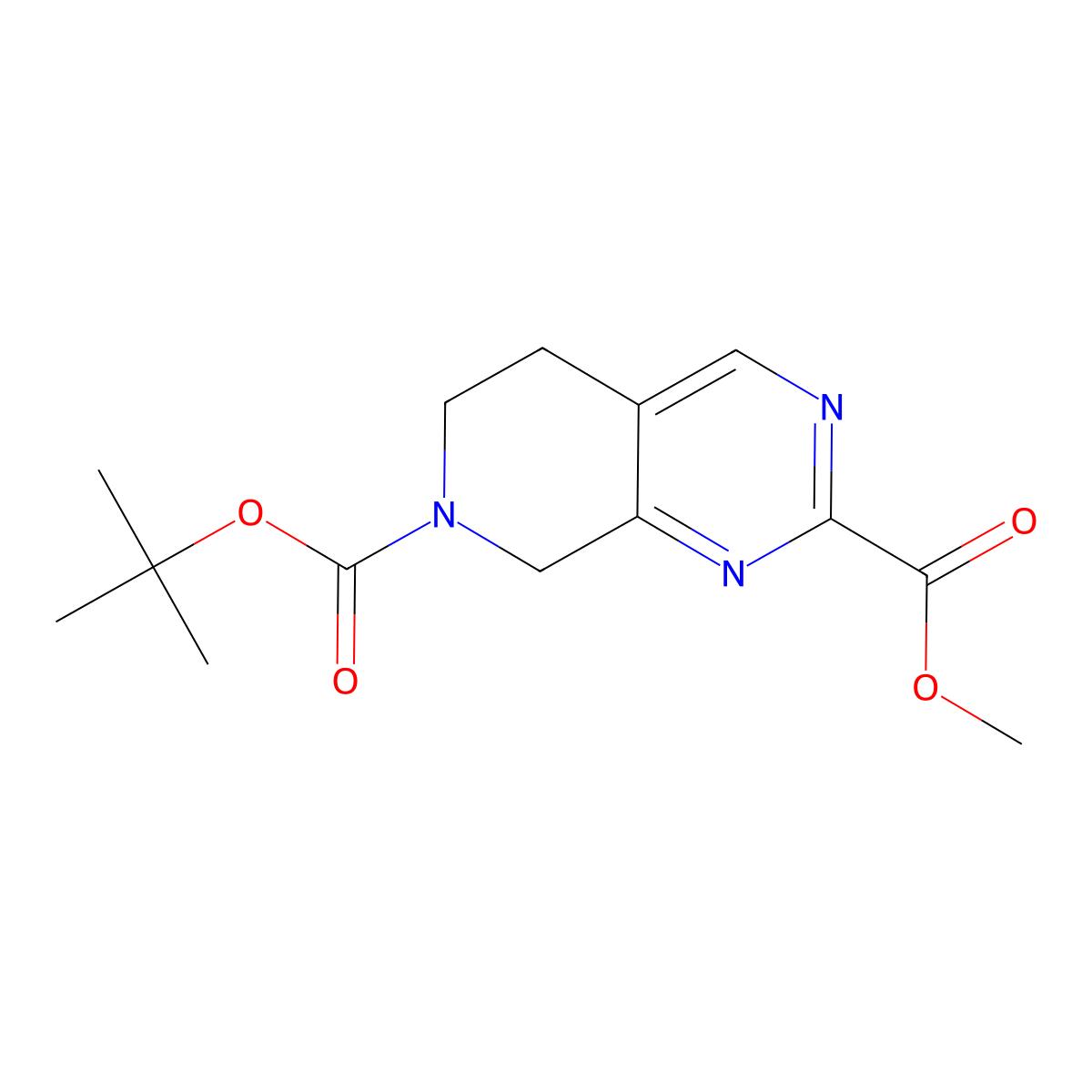 O7-Tert-butyl O2-methyl 6,8-dihydro-5H-pyrido[3,4-D]pyrimidine-2,7-dicarboxylate molecular structure, CAS 2115350-10-0