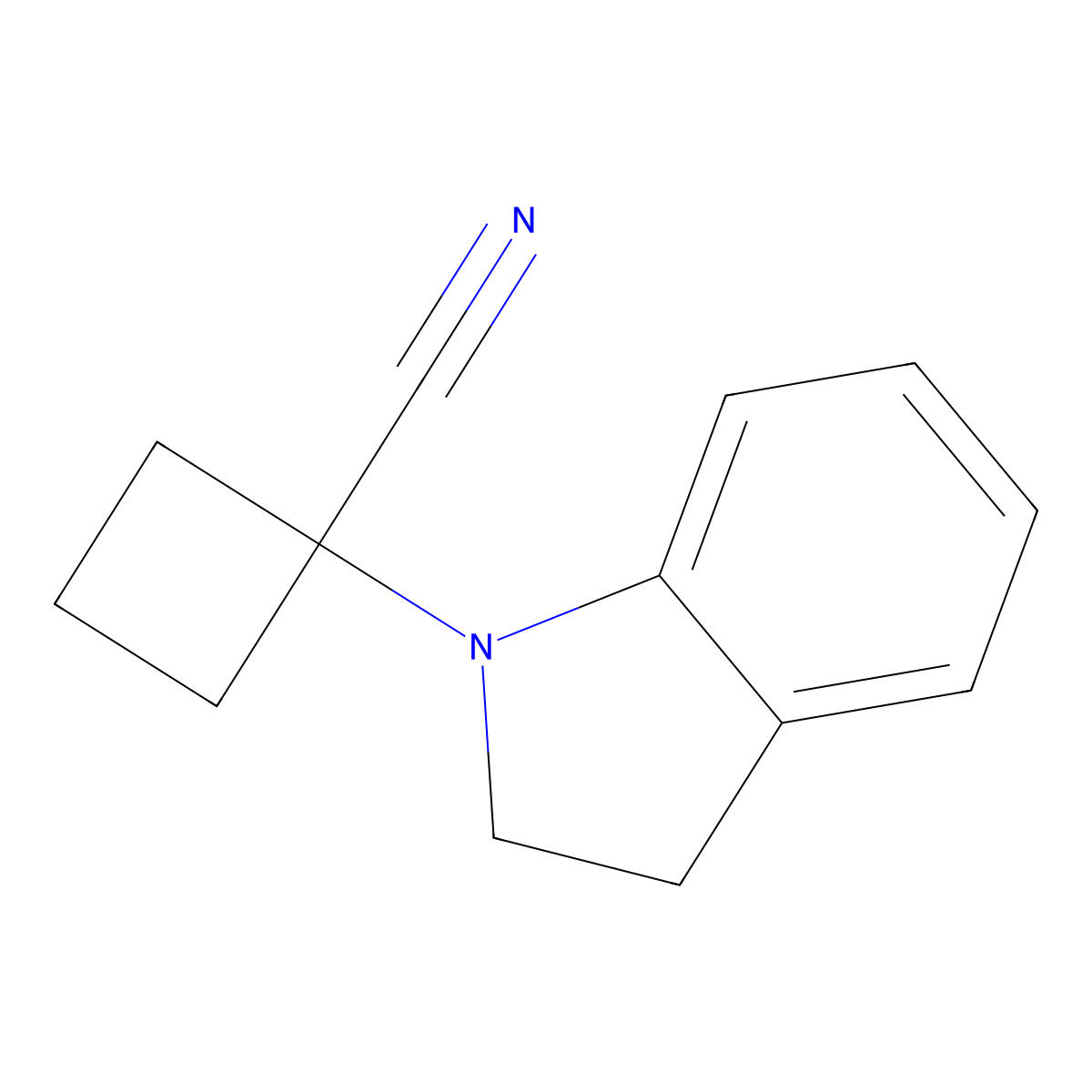 1-(2,3-dihydro-1H-indol-1-yl)cyclobutane-1-carbonitrile molecular structure, CAS 2115420-29-4