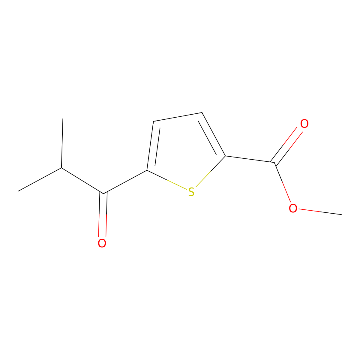 Methyl 5-(2-methyl-1-oxopropyl)-2-thiophenecarboxylate molecular structure, CAS 2115459-63-5