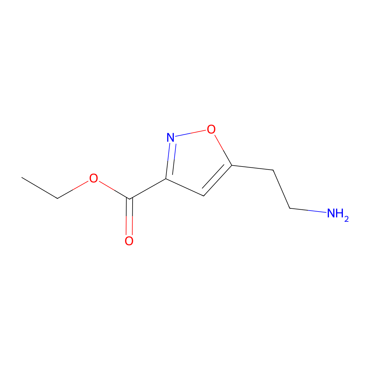 Ethyl 5-(2-aminoethyl)-1,2-oxazole-3-carboxylate molecular structure, CAS 2115467-58-6