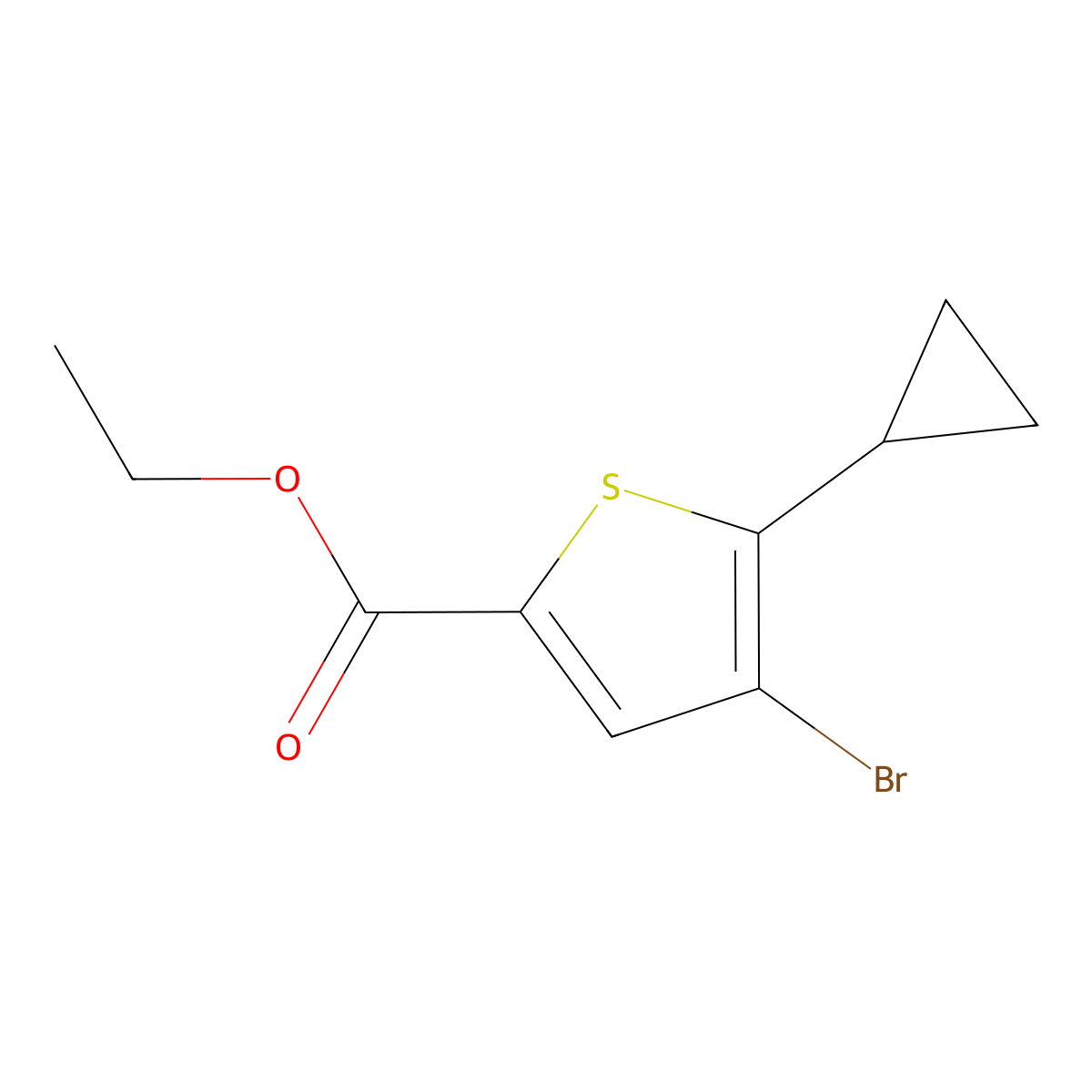 Ethyl 4-bromo-5-cyclopropylthiophene-2-carboxylate molecular structure, CAS 2115534-36-4