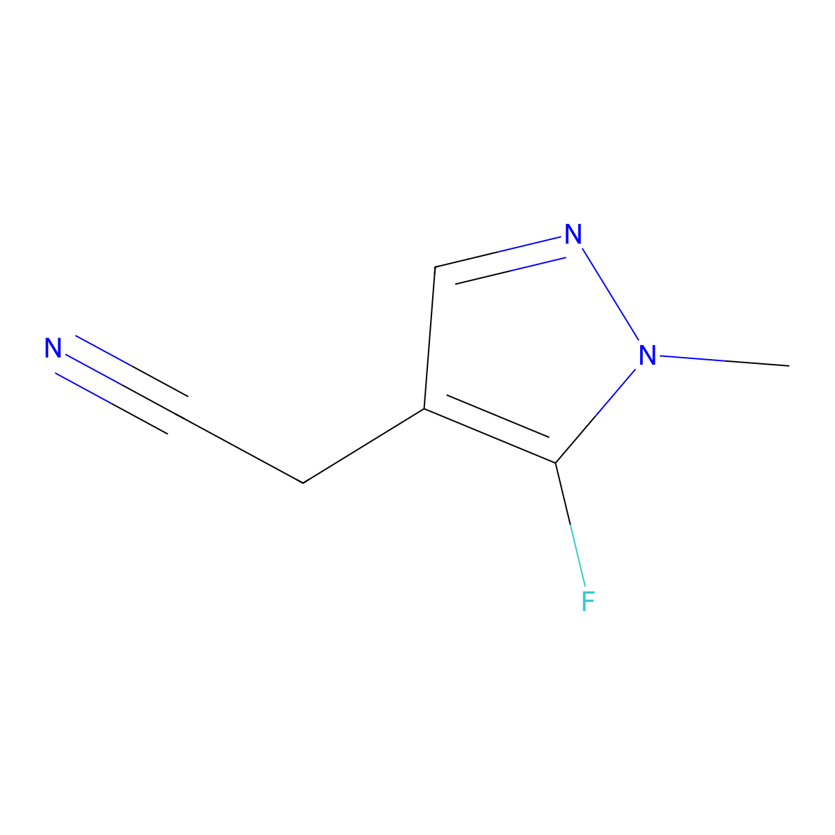 (5-fluoro-1-methyl-1H-pyrazol-4-yl)acetonitrile molecular structure, CAS 2115586-01-9