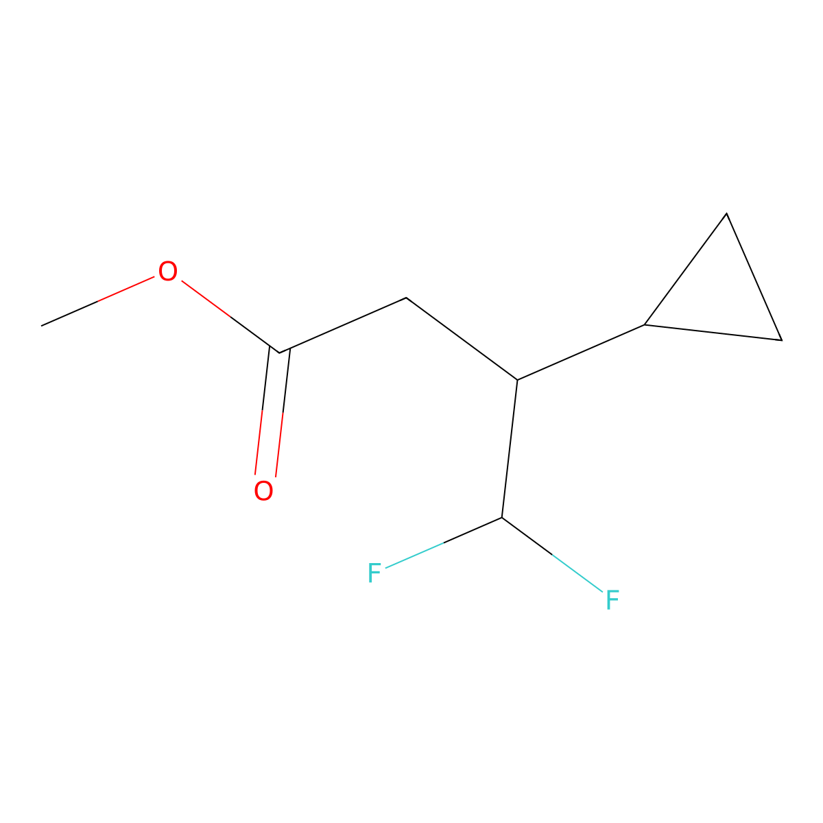 Methyl 3-cyclopropyl-4,4-difluorobutanoate molecular structure, CAS 2115587-03-4